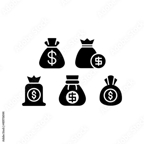 Money Bag Icon Set Vector Illustration