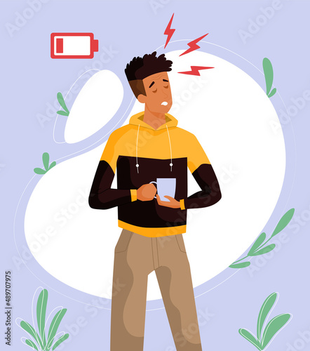 Tired man with cup