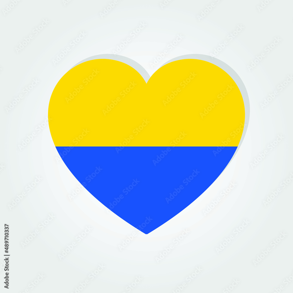 Pray for the Ukraine sign. Heart icon with colors of the Ukrainian flag. Crisis in Ukraine concept. Vector isolated on white