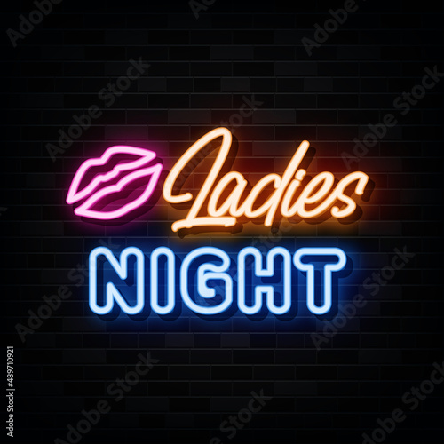 ladies night neon text. neon sign. neon symbol
