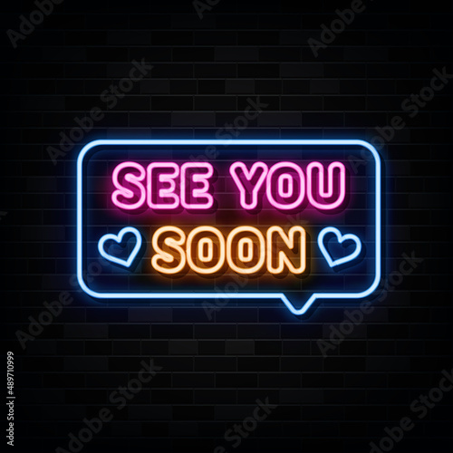 see you soon neon text. neon sign. neon symbol