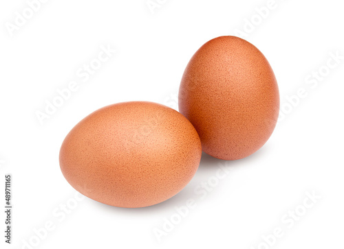 Two eggs isolated on white background with clipping paths for graphic design.