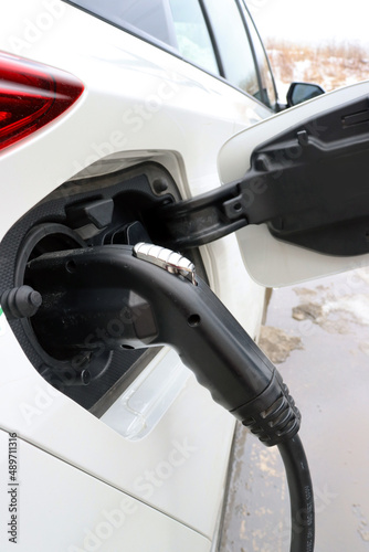 Electric vehicle, EV, being charged up with electricity