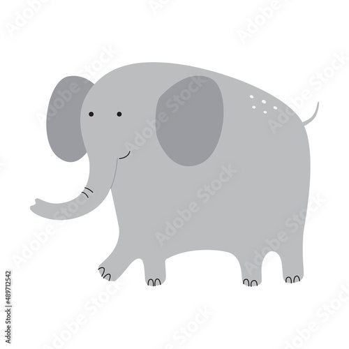 Cute cartoon elephant isolated on white background
