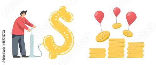 Financial crisis investment, overvalued stock market or inflation concept, business idea.