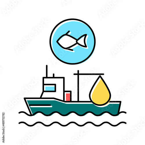 fishing ship color icon vector illustration