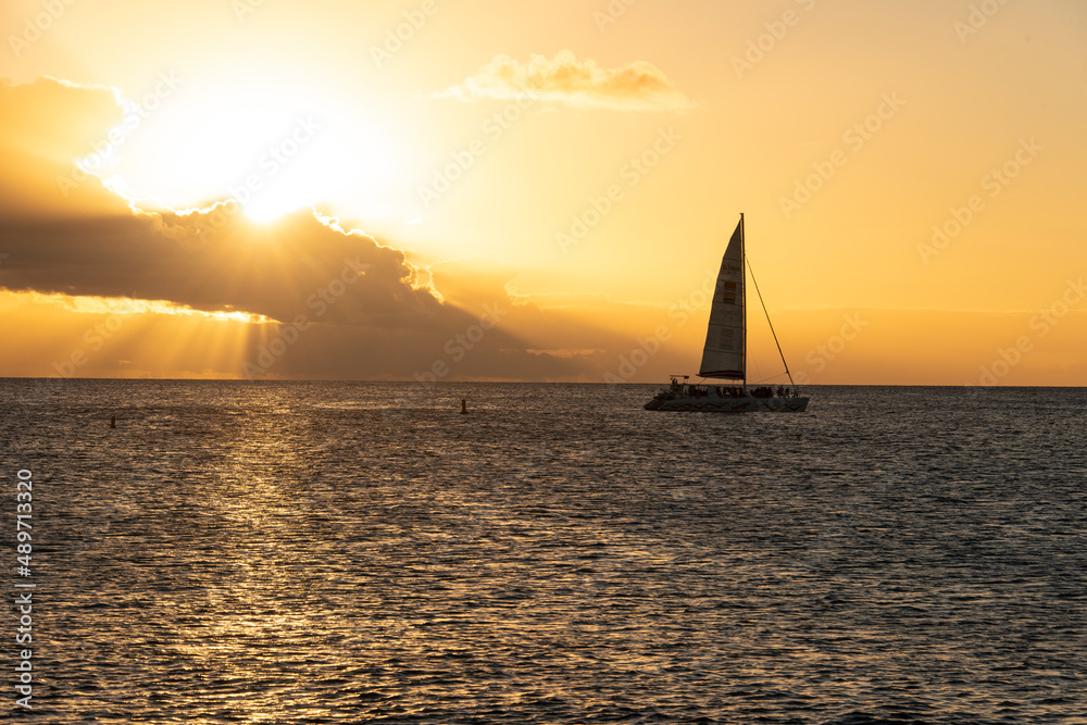 Coucher de soleil, Ile de Saint Martin, Petites Antilles