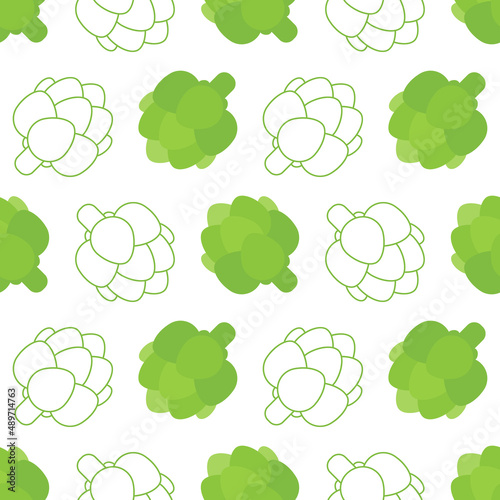 Cute vector seamless pattern background with green artichokes. 