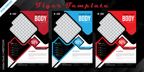 GYM / Fitness Flyer template with grunge shapes. vector, Vector layout design template for extremes sports events, tournaments,s or championships.
Corporate, Marketing, Business Flyer for Body Builder