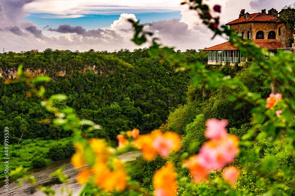 old castle on a cliff above the river old castle on a cliff above the river