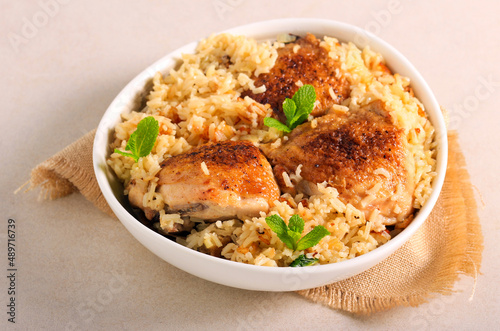 Chicken thighs with rice