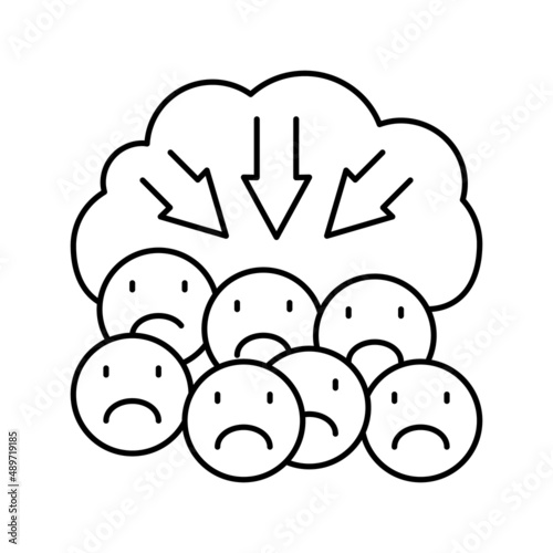 suppression of negativity reputation management line icon vector illustration