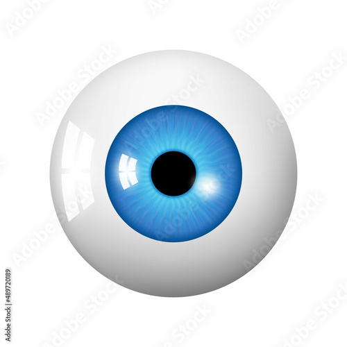 Human eyeball. Eye with bright blue, illustration of eye ball. Realistic 3d vector illustration isolated on white background