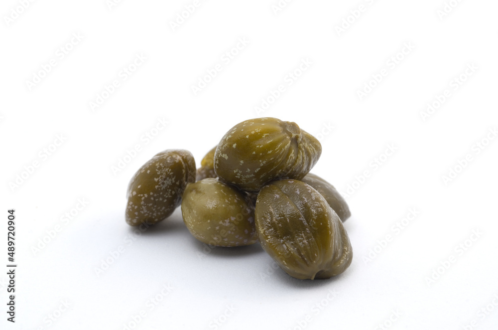 Macro Image of Capers Isolated on white Background Macro Image of Capers Isolated on white Background