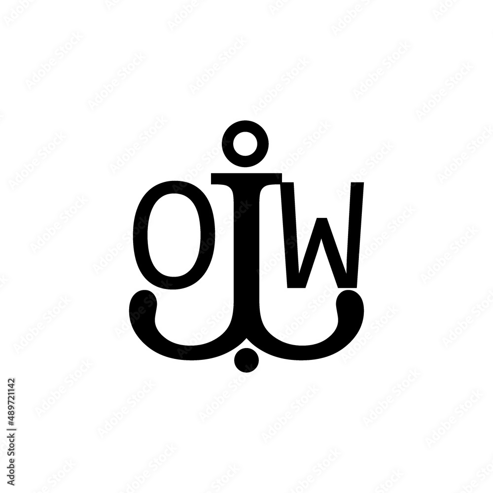 OW anchor logo with initial letter - obrazy, fototapety, plakaty 