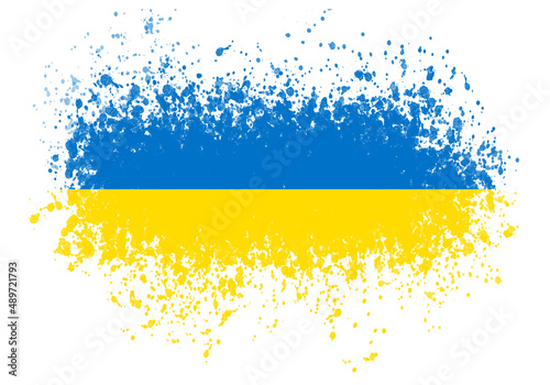 Ukrainische Flagge in Sprüheffekt, symbolische Fahne