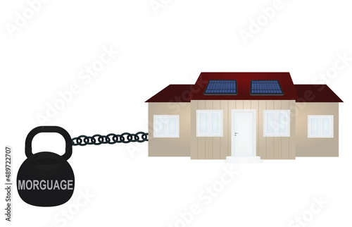 Home with mortgage dumbbell. vector
