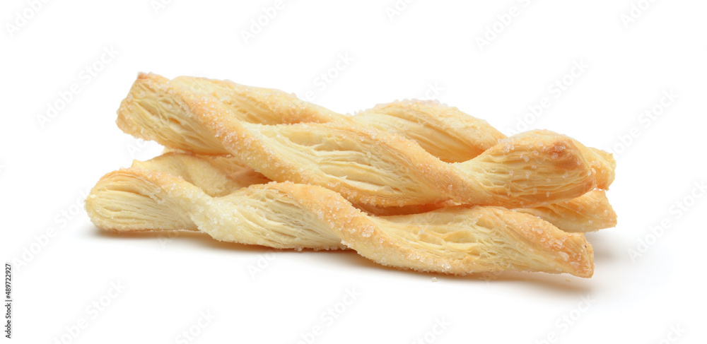 Puff pastry sticks isolated. Puff pastry sticks isolated.