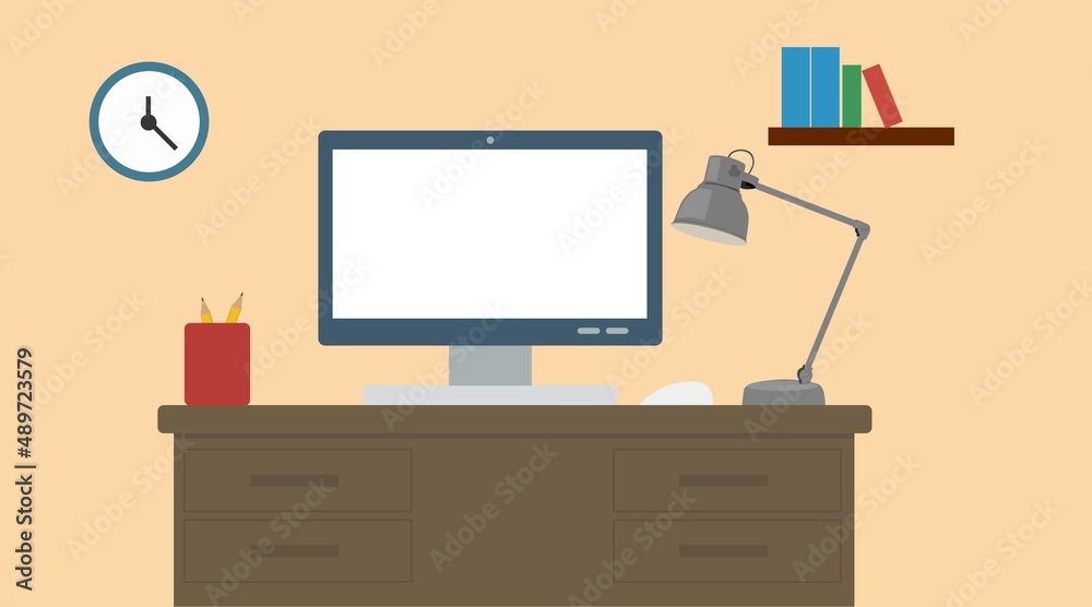 Flat design, vector illustration concept of modern home or workspace. Flat design, vector illustration concept of modern home or workspace.