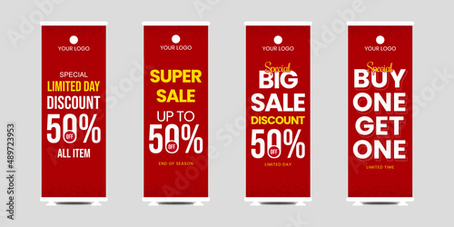 X-Banner template for discount special events. Big Sale Banner Design, Promotion, Advertising, Roll-up