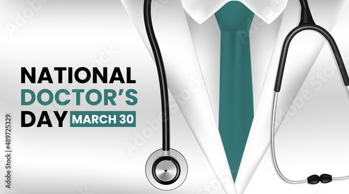 National doctors day background design with a doctor suit and stethoscope