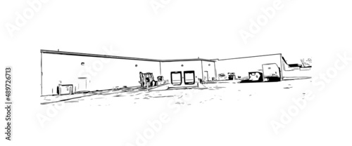 Building view with landmark of Mishawaka is the 
city in Indiana. Hand drawn sketch illustration in vector.