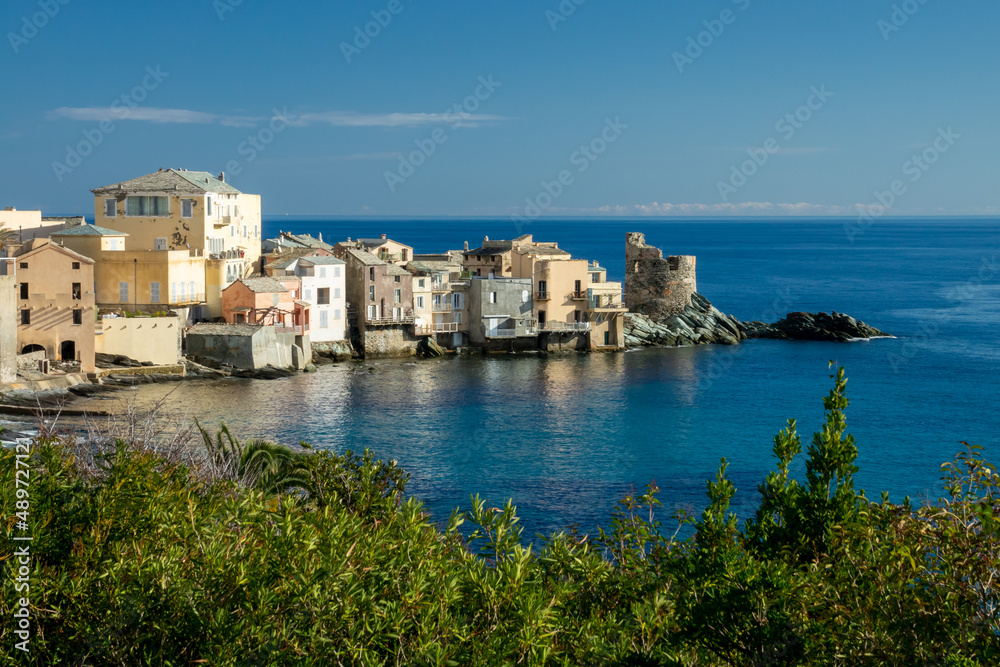 View of  the village of Erbalunga, Cap Corse in Corsica, France