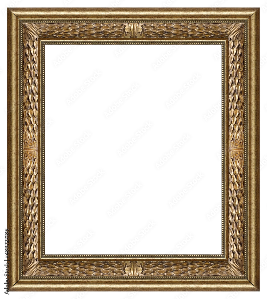 Golden frame for paintings, mirrors or photo isolated on white background Golden frame for paintings, mirrors or photo isolated on white background