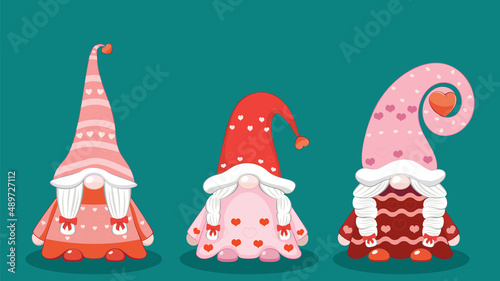 Three valentine gnome girls