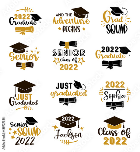 Graduation congratulations at school, university or college . Trendy calligraphy inscription
