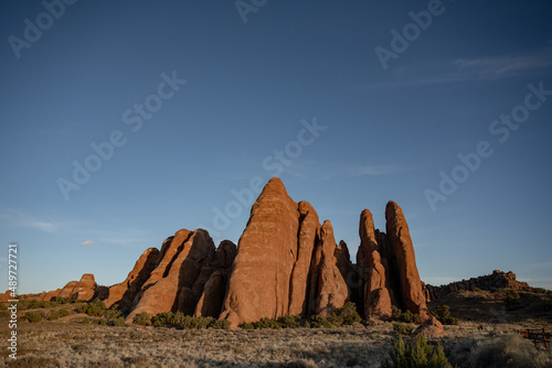 Fin Formations Stand Tall Under a Bright Blue Sky