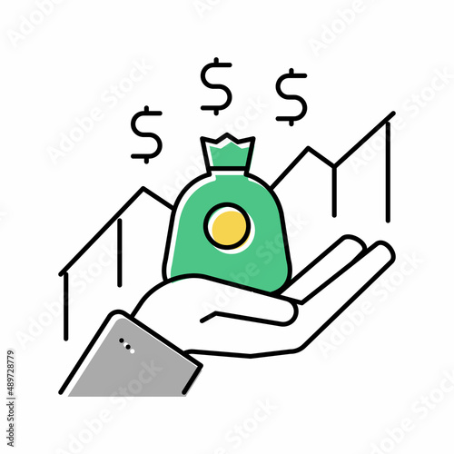 growth dividends precent color icon vector illustration