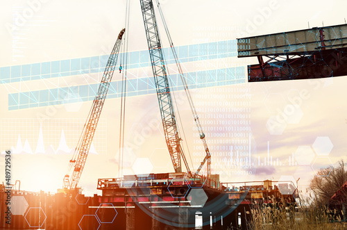 the concept of smart construction of a road bridge, automation of construction, the use of artificial intelligence for data analysis