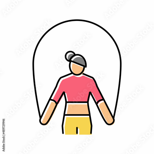 skipping rope training athlete color icon vector illustration