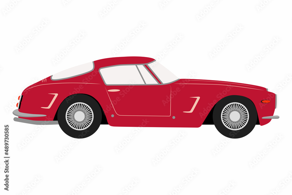 Red retro car. Retro car vector illustration with white background.
