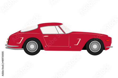 Red retro car. Retro car vector illustration with white background.