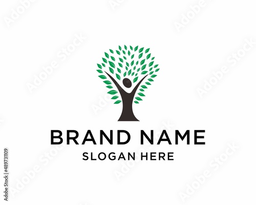 People tree shape nature logo design, psychology vector, people vector, tree icon