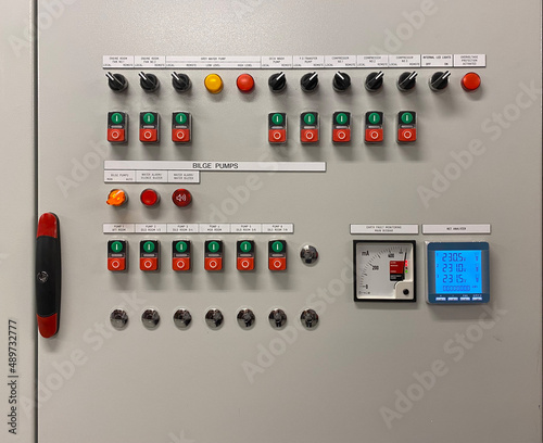 ship marine main switchboard cabinet bilge pump starter cables and buttons