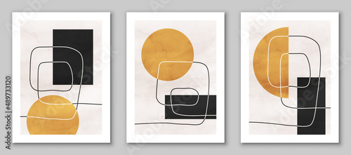 Abstract art,  hand painted, watercolor geometric background. Design for poster, wall decoration, cover, EPS10 vector template, set