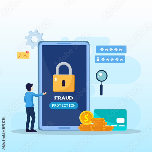 Vector concept of fraud alert, hacker attack and web security