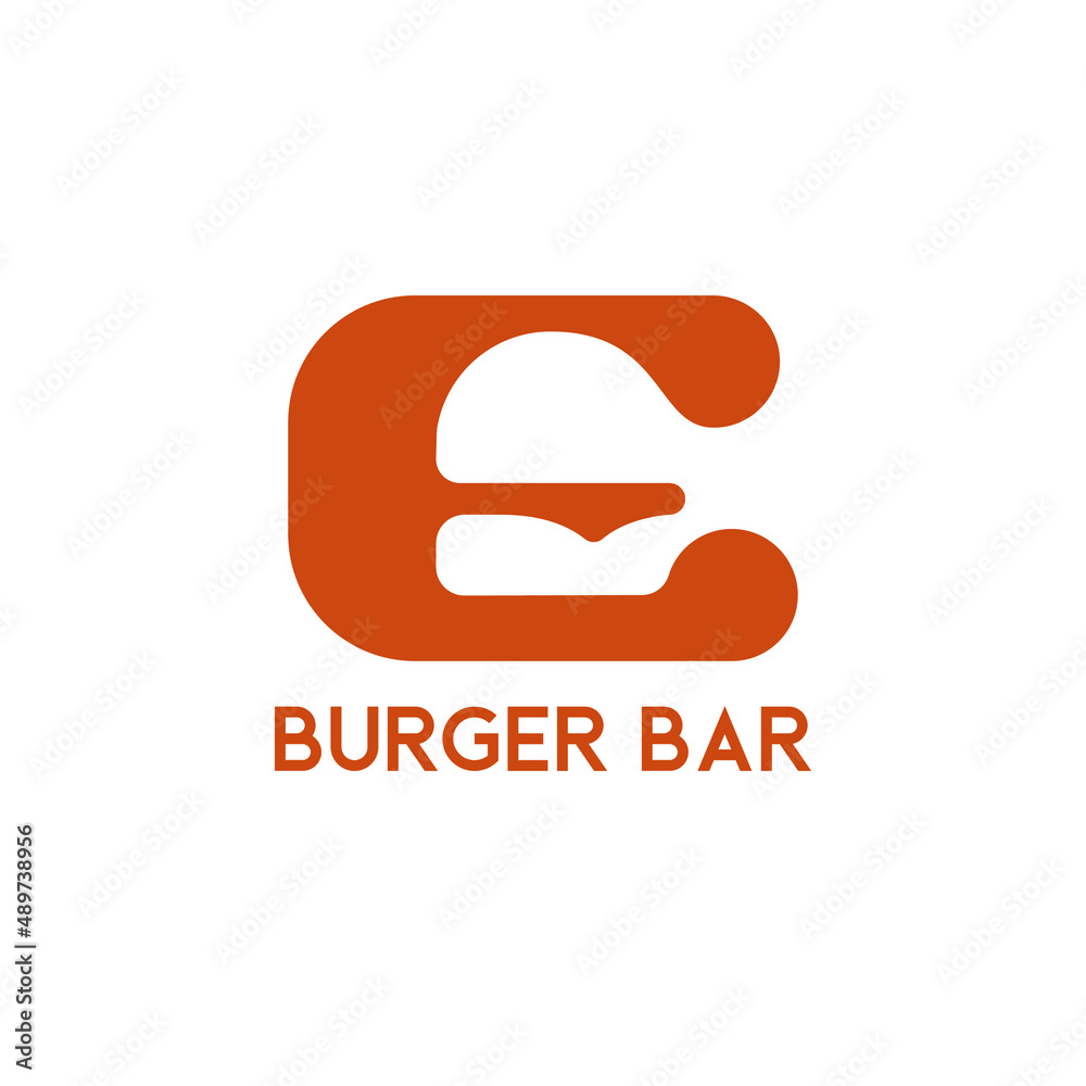 letter E burger bar logo. Burger shop logo letter E burger bar logo. Burger shop logo