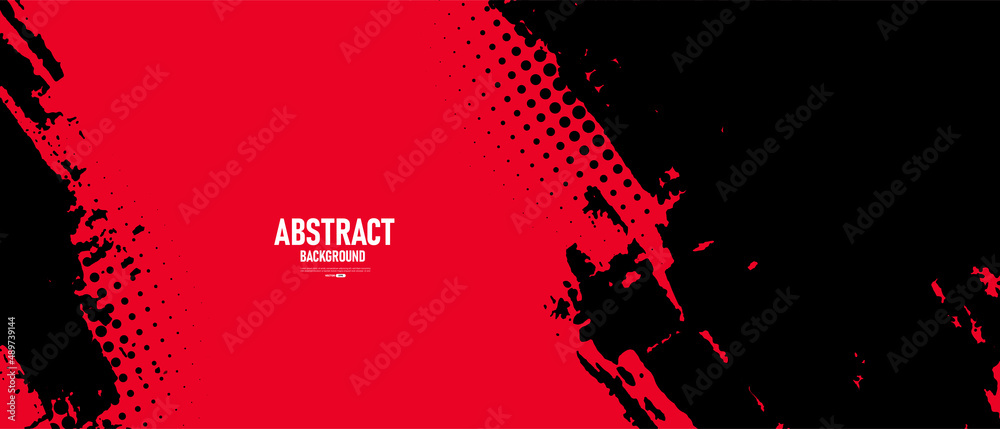 Black and red abstract grunge background with halftone style.