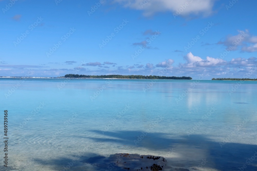 Blue lagoon in the morning from Tetiaroa French Polynesia Blue lagoon in the morning from Tetiaroa French Polynesia