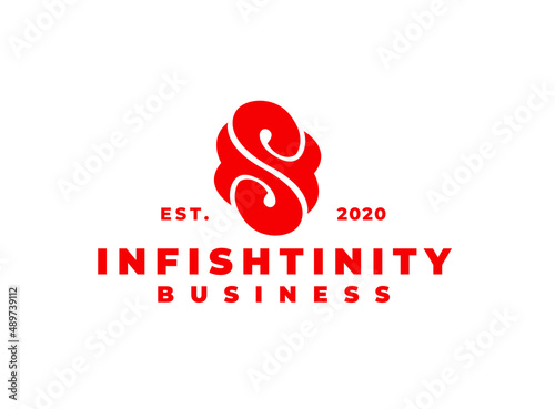 red letter s fish tail logo. infinity fish tail logo photo