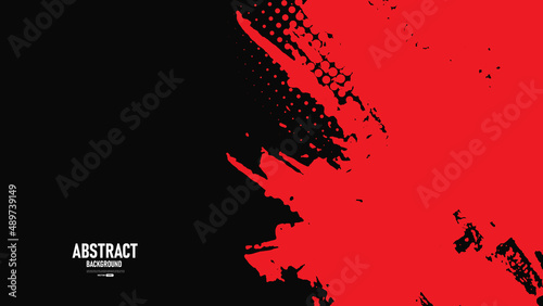 Black and red abstract grunge background with halftone style.
