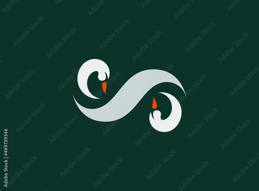 elegant swan infinity logo design concept. vector illustration elegant swan infinity logo design concept. vector illustration