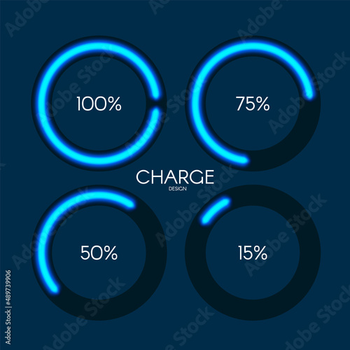 Shining loading bar collection. Modern design element set. Progress visualisation
