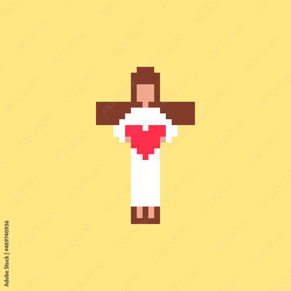Vecteur Stock Jesus Christ in pixel art. Vector illustration. sacred heart.  cross. God. Religion | Adobe Stock