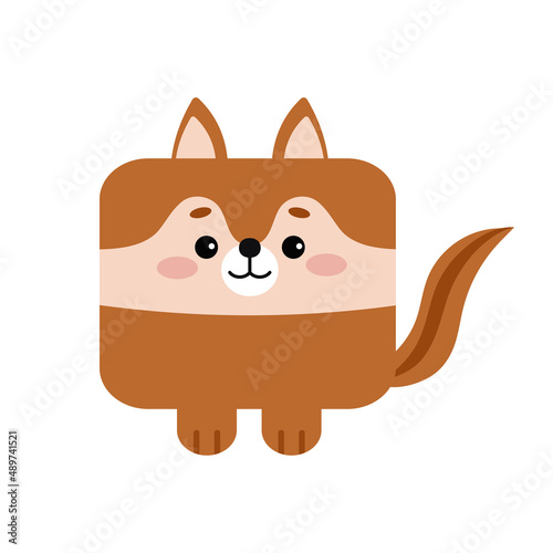 Square chipmunk forest animal face icon isolated on white background. Cute ground squirrel cartoon square kawaii kids avatar character. Vector flat clip art illustration mobile ui game application.