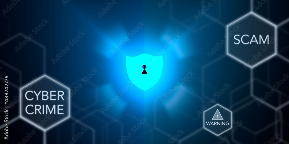 Fototapeta premium digital security and warning of scam and cybercrime on the network, warning, danger, risk 